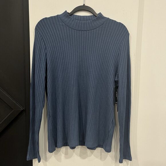 LIVERPOOL LOS ANGELES Tops - NWT Liverpool Los Angeles Mock Neck Longsleeve Blue Knit Top Size XL
